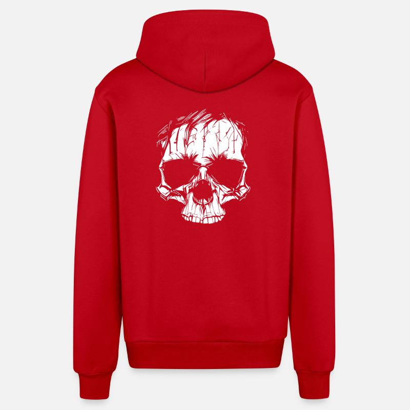 Crâne dans un look zombie - Veste à capuche bio décontractée fabriquée en UE - rouge