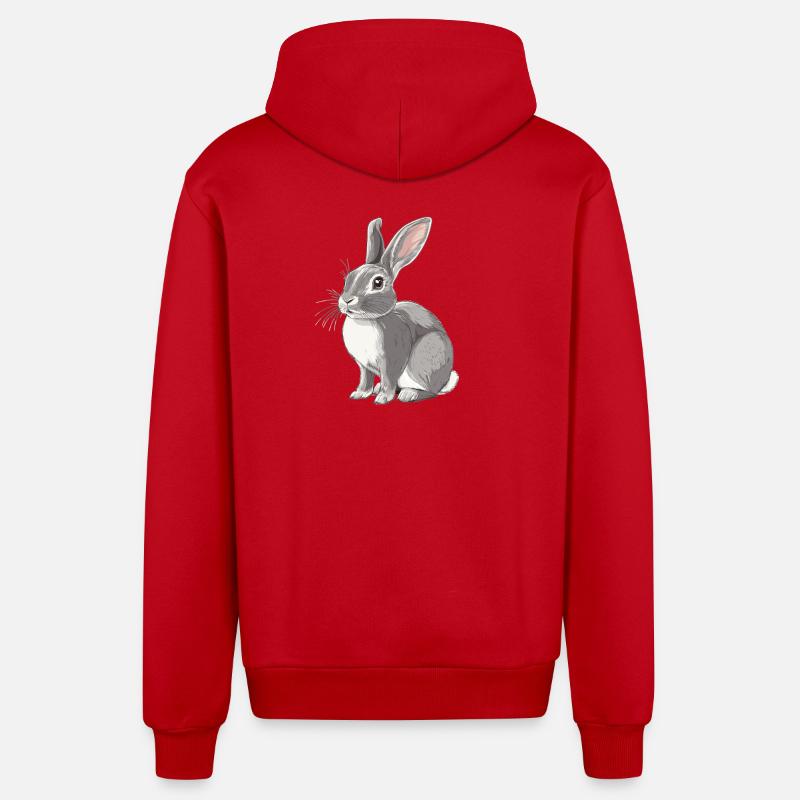 Lapin Lapin - Veste à capuche bio décontractée fabriquée en UE - rouge
