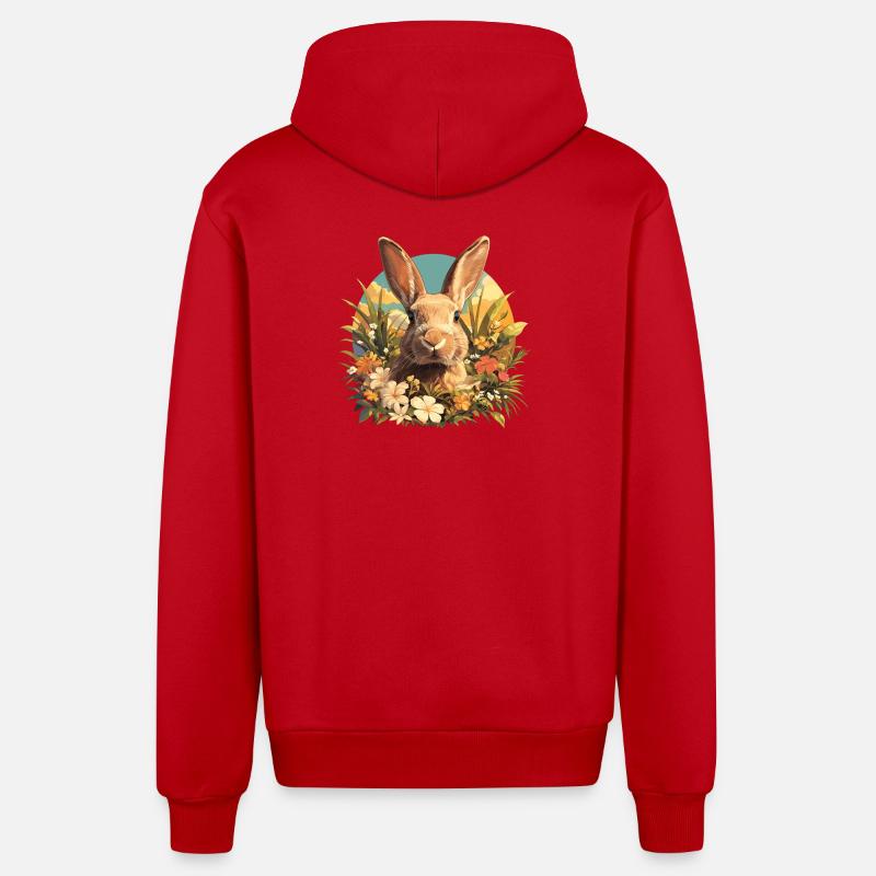 Lapin Lapin - Veste à capuche bio décontractée fabriquée en UE - rouge