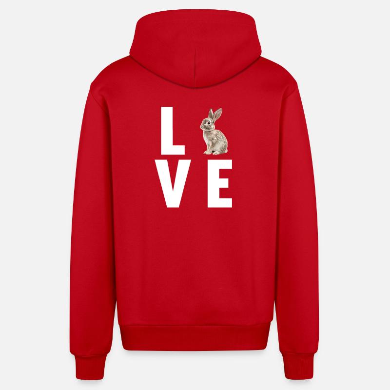 Lapin Lapin - Veste à capuche bio décontractée fabriquée en UE - rouge