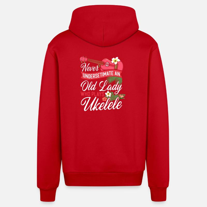 Ukulélé hawaïen ukulélé Grand-mère - Veste à capuche bio décontractée fabriquée en UE - rouge
