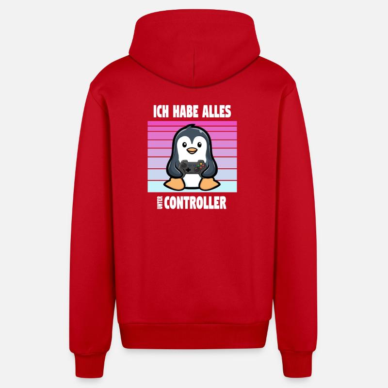 controller pinguin gaming - Organic Relaxed Kapuzenjacke Made in EU - Rot