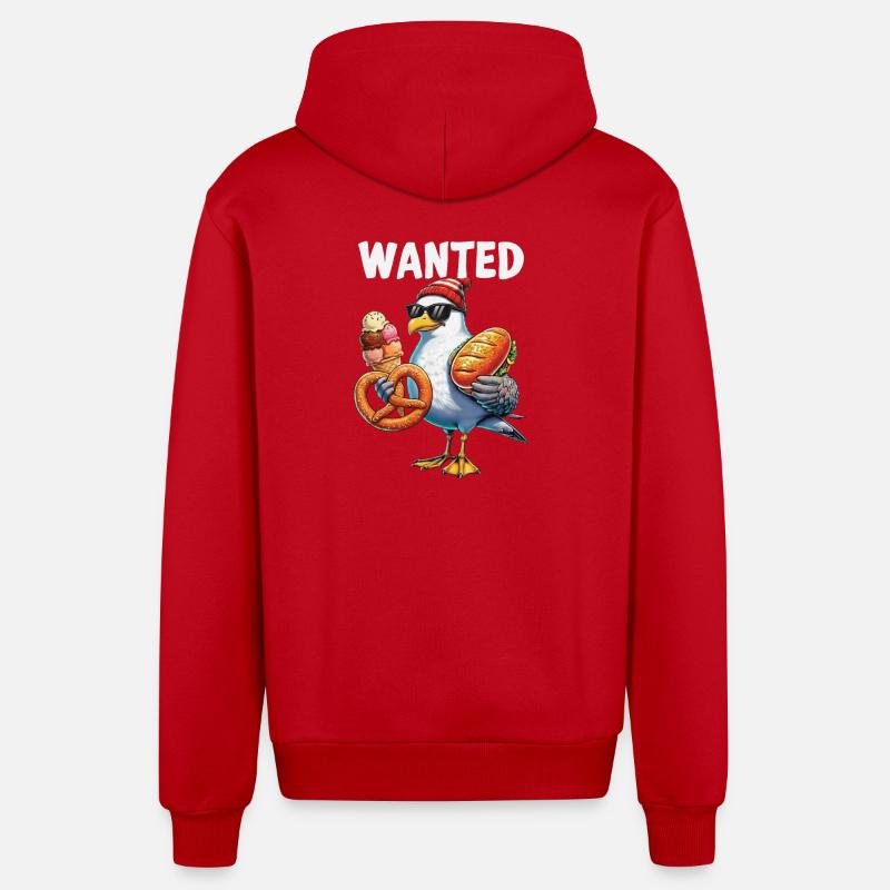 Gesucht Möwe Brezel Eiscreme - Organic Relaxed Hooded Jacket Made in EU - red