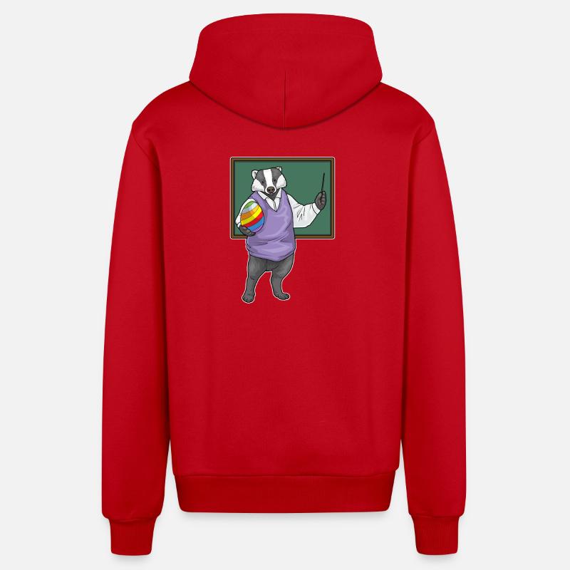 Badger Enseignant de Pâques - Veste à capuche bio décontractée fabriquée en UE - rouge