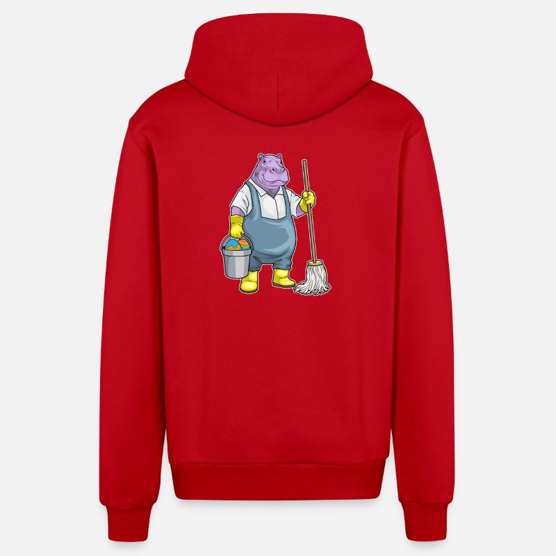 Nettoyage de Pâques d’hippopotames - Veste à capuche bio décontractée fabriquée en UE - rouge