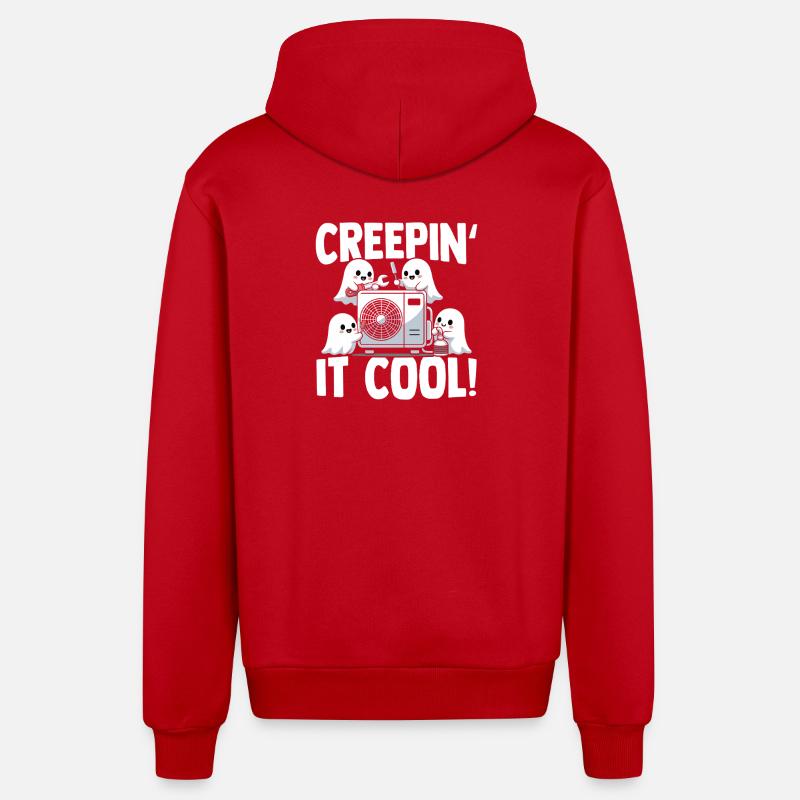Technicien climatiseur Spooky Ghost CVAC - Veste à capuche bio décontractée fabriquée en UE - rouge