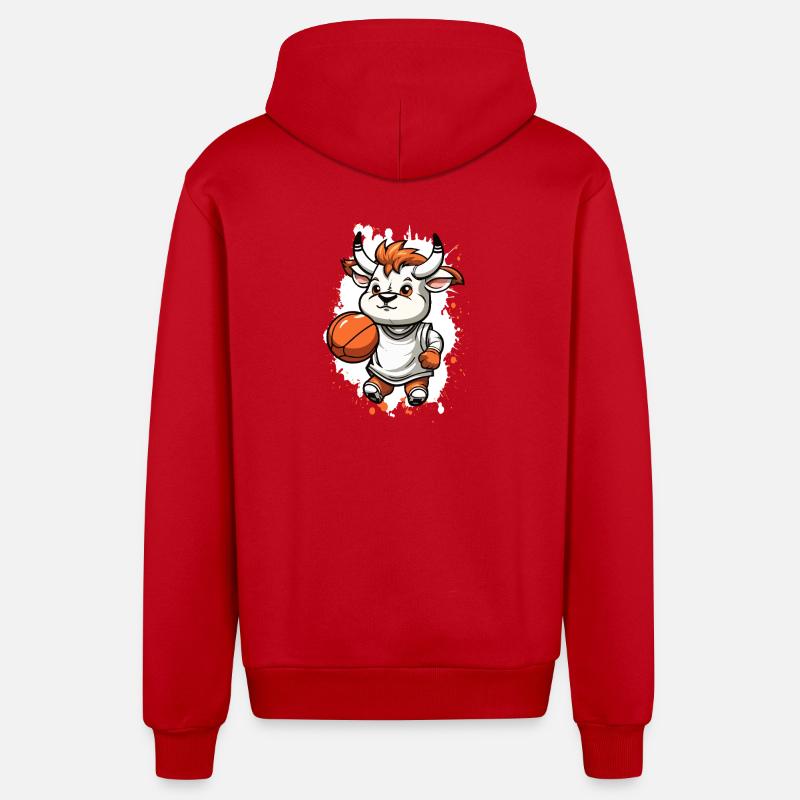 Basketball Bull Comic - Veste à capuche bio décontractée fabriquée en UE - rouge