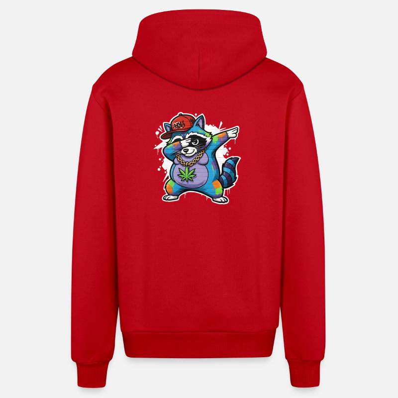 Hip-hop style graffiti de raton laveur - Veste à capuche bio décontractée fabriquée en UE - rouge