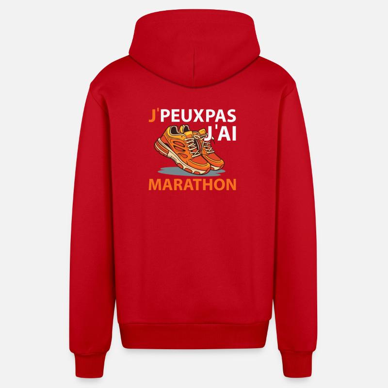 Je peux pas J'ai Marathon - Veste à capuche bio décontractée fabriquée en UE - rouge