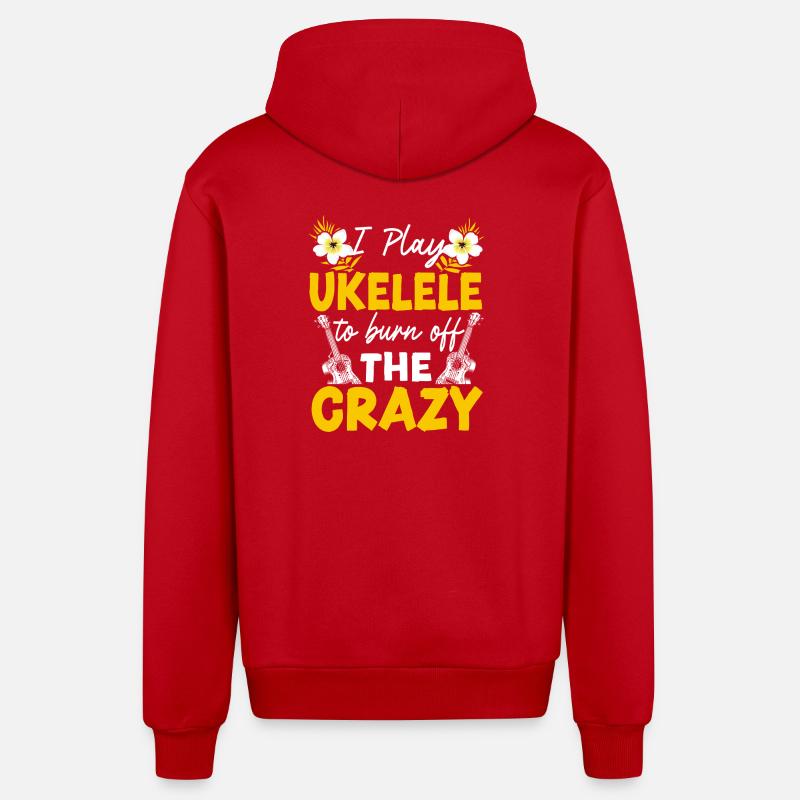Ukulélé hawaïen que je joue - Veste à capuche bio décontractée fabriquée en UE - rouge