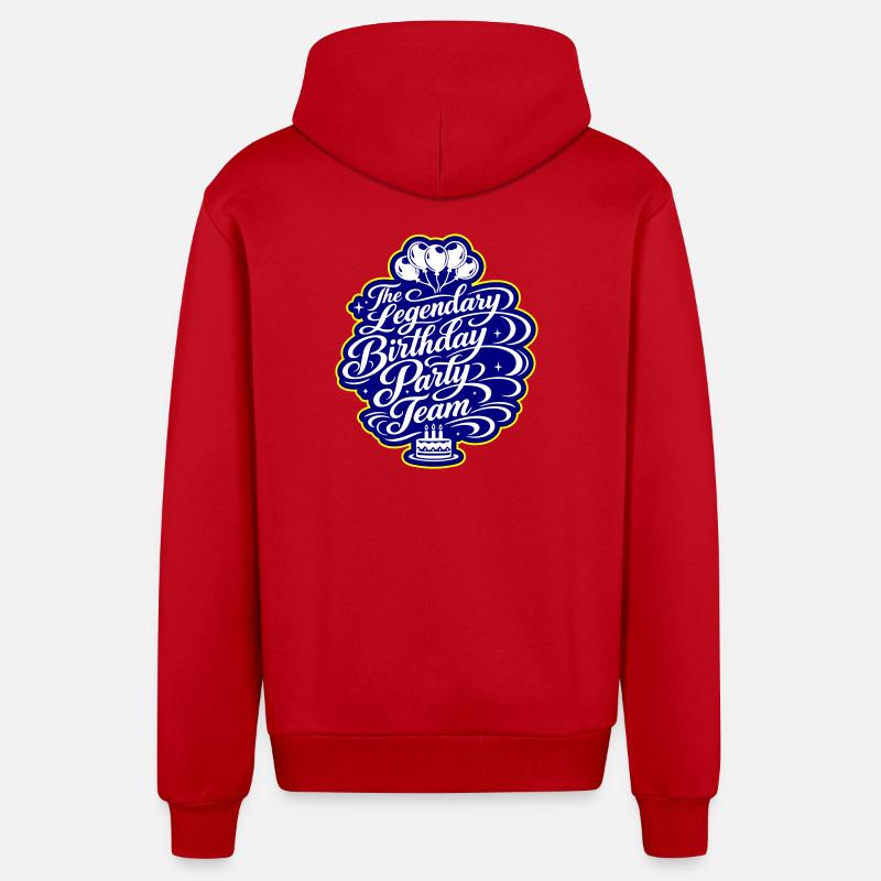 Équipe d’anniversaire qui dit - Veste à capuche bio décontractée fabriquée en UE - rouge