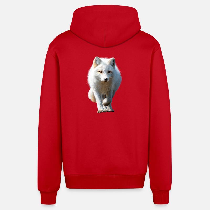 Polarfuchs Schneefuchs Eisfuchs Süßer Weißer Fuchs - Organic Relaxed Kapuzenjacke Made in EU - Rot