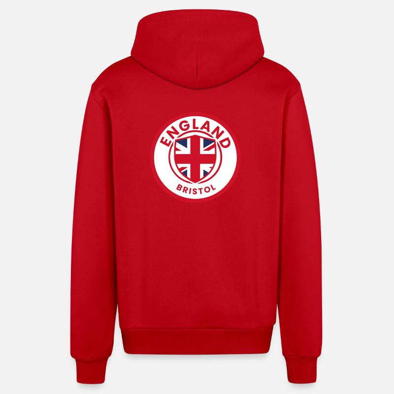 Logo du Bristol Shield d’Angleterre - Veste à capuche bio décontractée fabriquée en UE - rouge