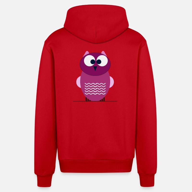 Hibou de la forêt pourpre - Veste à capuche bio décontractée fabriquée en UE - rouge