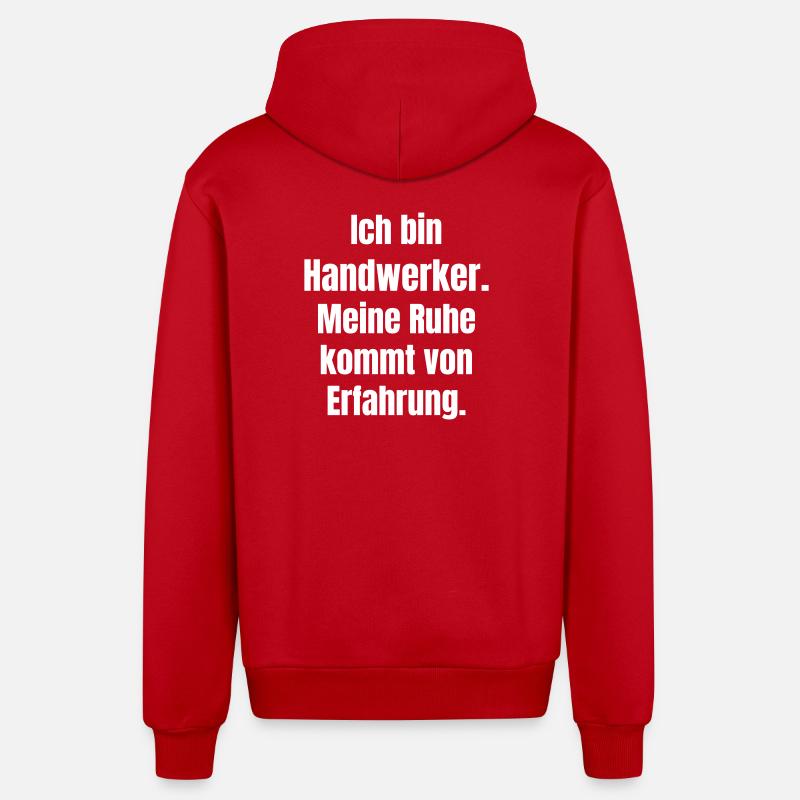 Handwerker Ruhe durch Erfahrung - Organic Relaxed Kapuzenjacke Made in EU - Rot