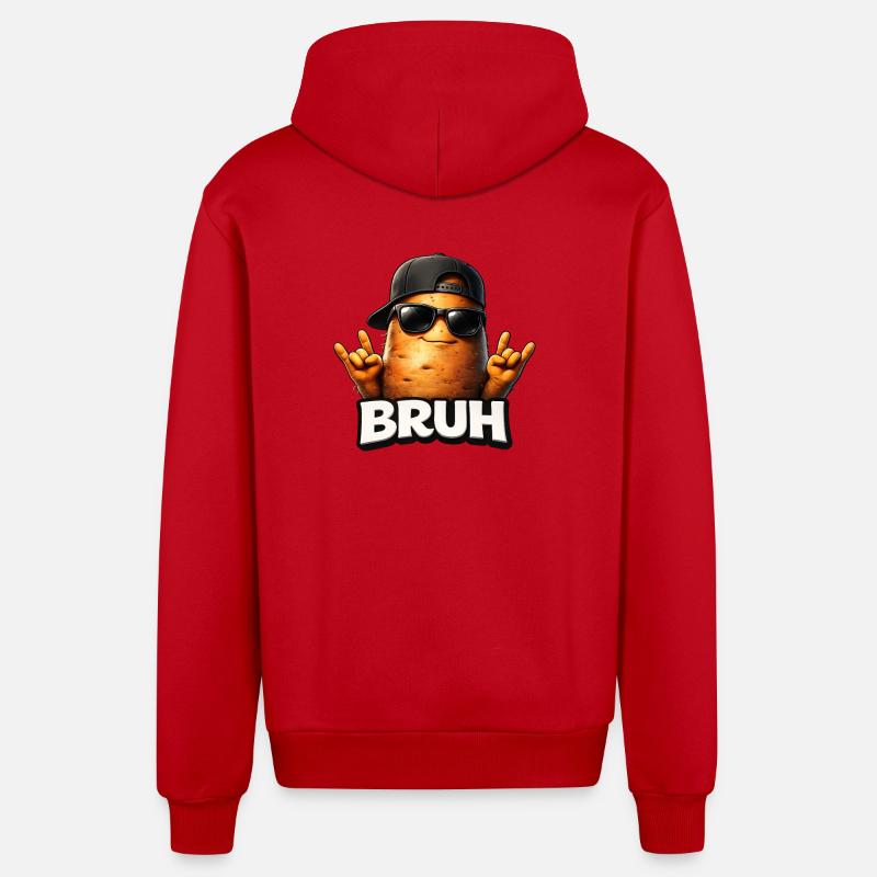 BRUH Potato Rockheld - Veste à capuche bio décontractée fabriquée en UE - rouge