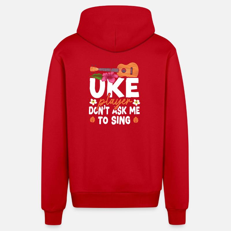 Hawaiian Ukulele Uke Uke Player - Organic Relaxed Kapuzenjacke Made in EU - Rot