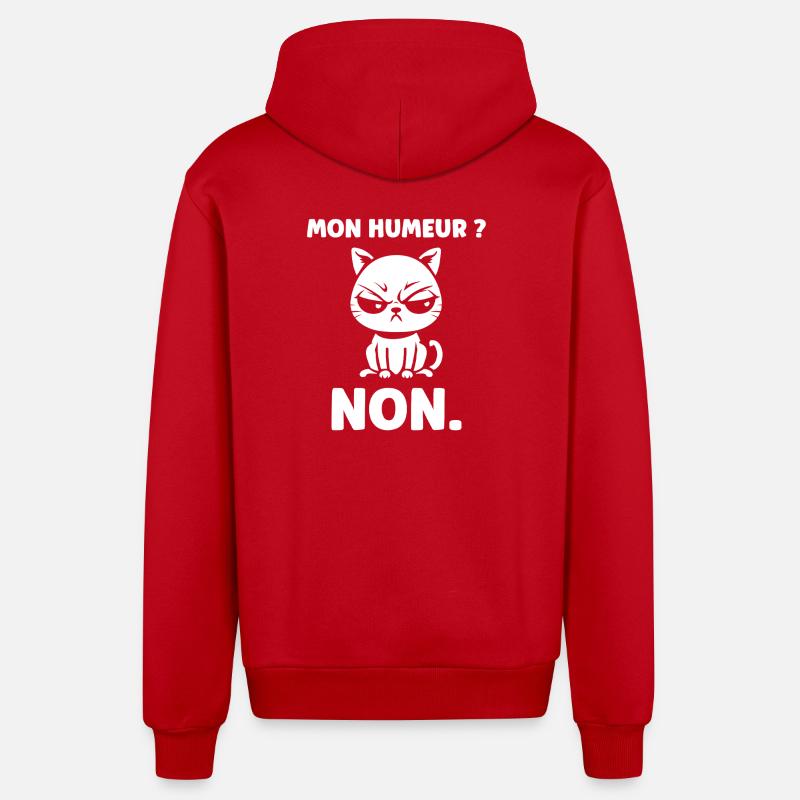 Chat Mon Humeur Non - Veste à capuche bio décontractée fabriquée en UE - rouge