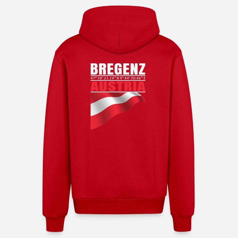 Bregenz - Veste à capuche bio décontractée fabriquée en UE - rouge