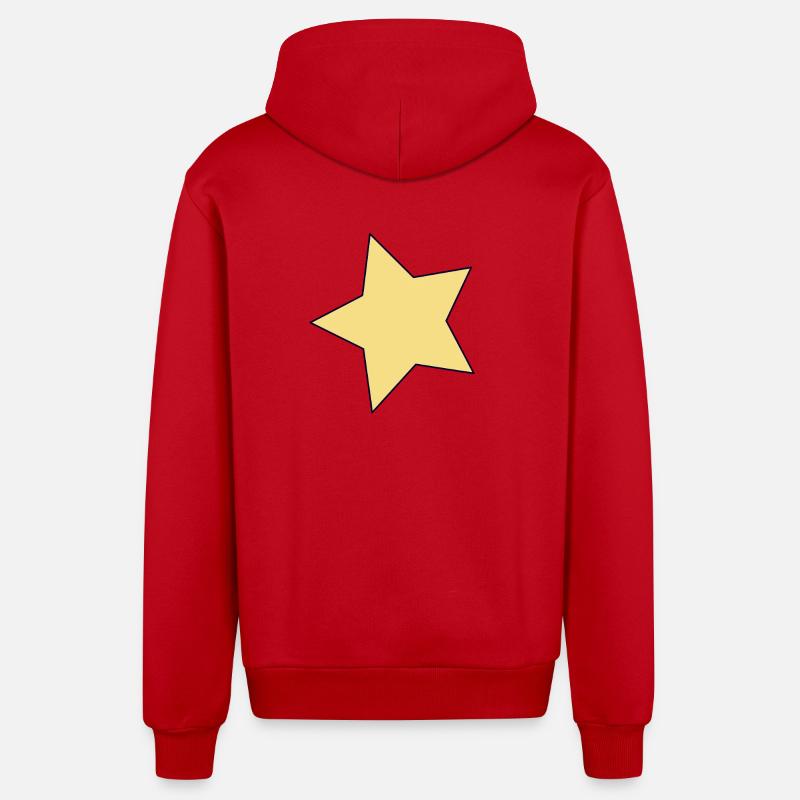 Accent de contour en étoile jaune - Veste à capuche bio décontractée fabriquée en UE - rouge