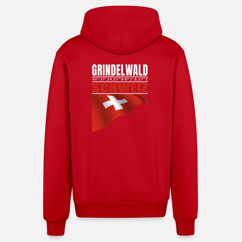 Grindelwald - Veste à capuche bio décontractée fabriquée en UE - rouge