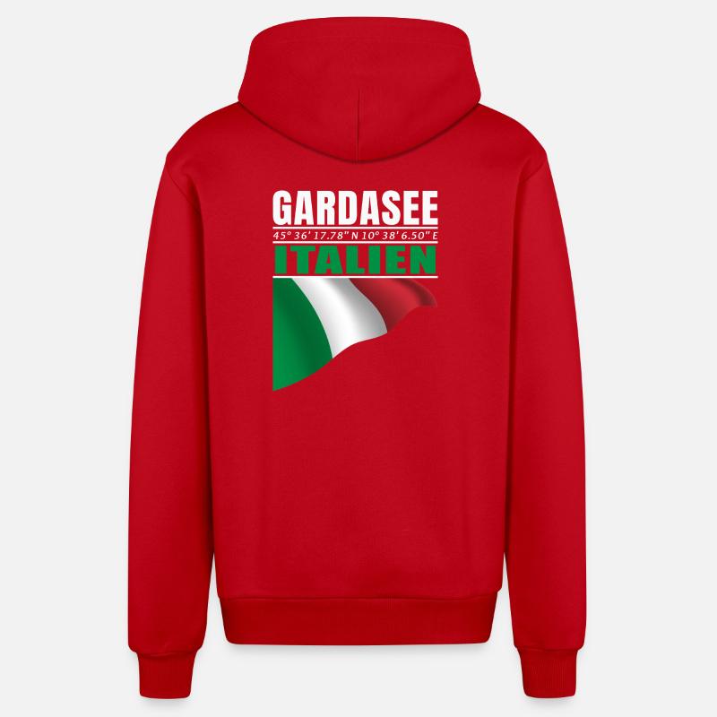 Lac de Garde - Veste à capuche bio décontractée fabriquée en UE - rouge