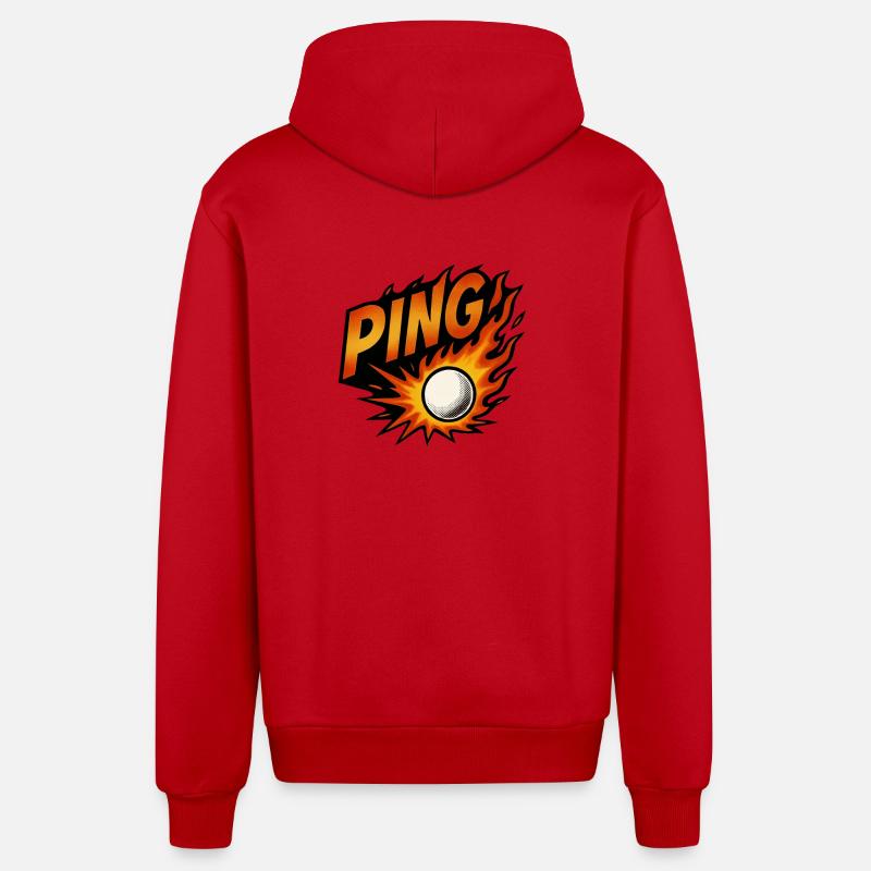 Ping Pong - Tennis de Table - Veste à capuche bio décontractée fabriquée en UE - rouge