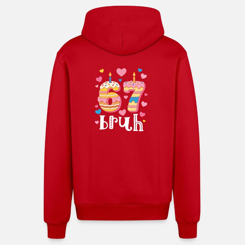 Cœur de Donut d’anniversaire 67 - Veste à capuche bio décontractée fabriquée en UE - rouge
