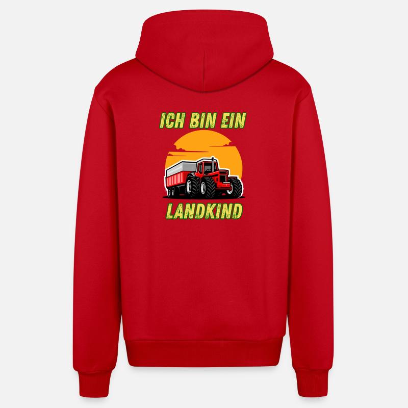 Traktor - Ich bin ein Landkind - Organic Relaxed Kapuzenjacke Made in EU - Rot
