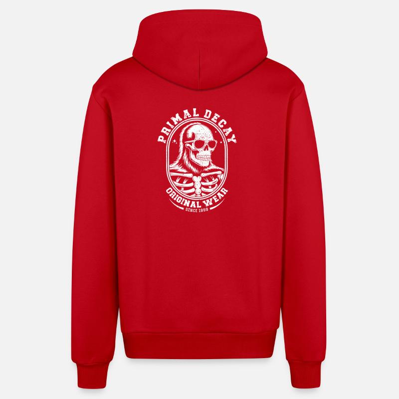 Skeleton Crest T-shirt - Veste à capuche bio décontractée fabriquée en UE - rouge