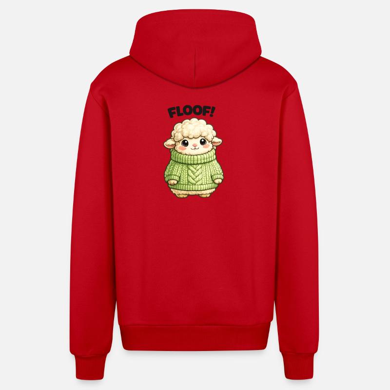 Kuscheliges Schäfchen Pullover Design - Organic Relaxed Kapuzenjacke Made in EU - Rot