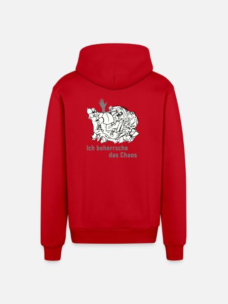 I master the chaos - Organic Relaxed Hooded Jacket Made in EU - red