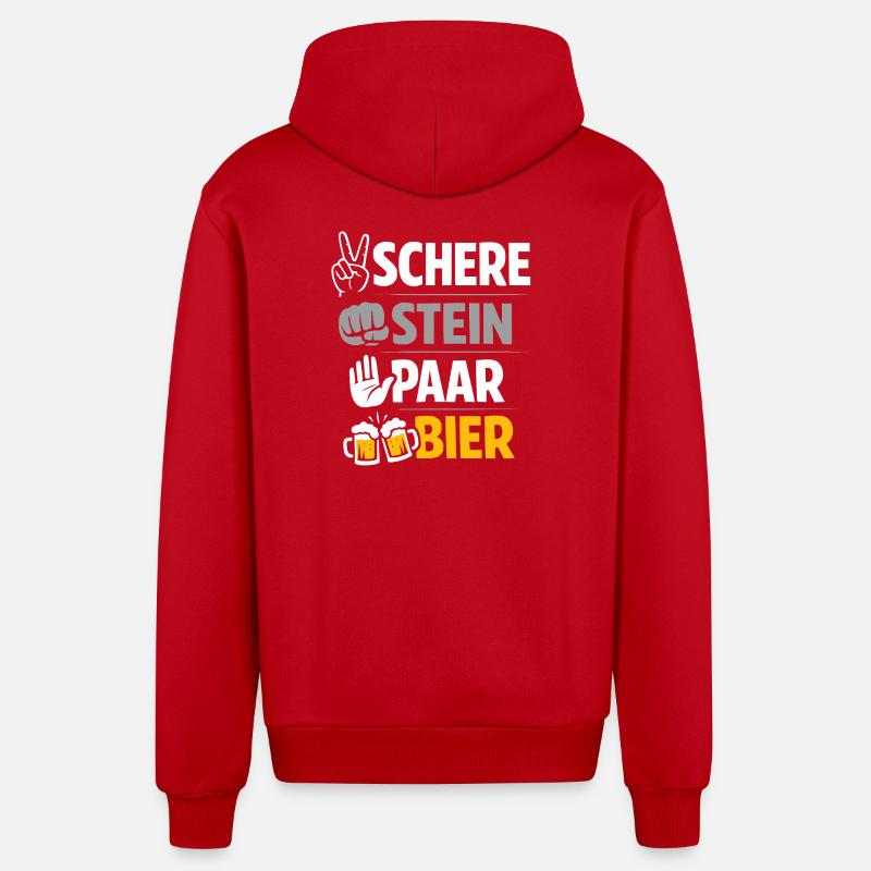 Ciseaux, Pierre de Bière : Amitié & Bière - Veste à capuche bio décontractée fabriquée en UE - rouge