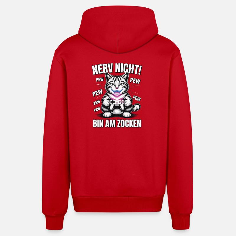 Courage Not I Gaming Cat Design - Veste à capuche bio décontractée fabriquée en UE - rouge