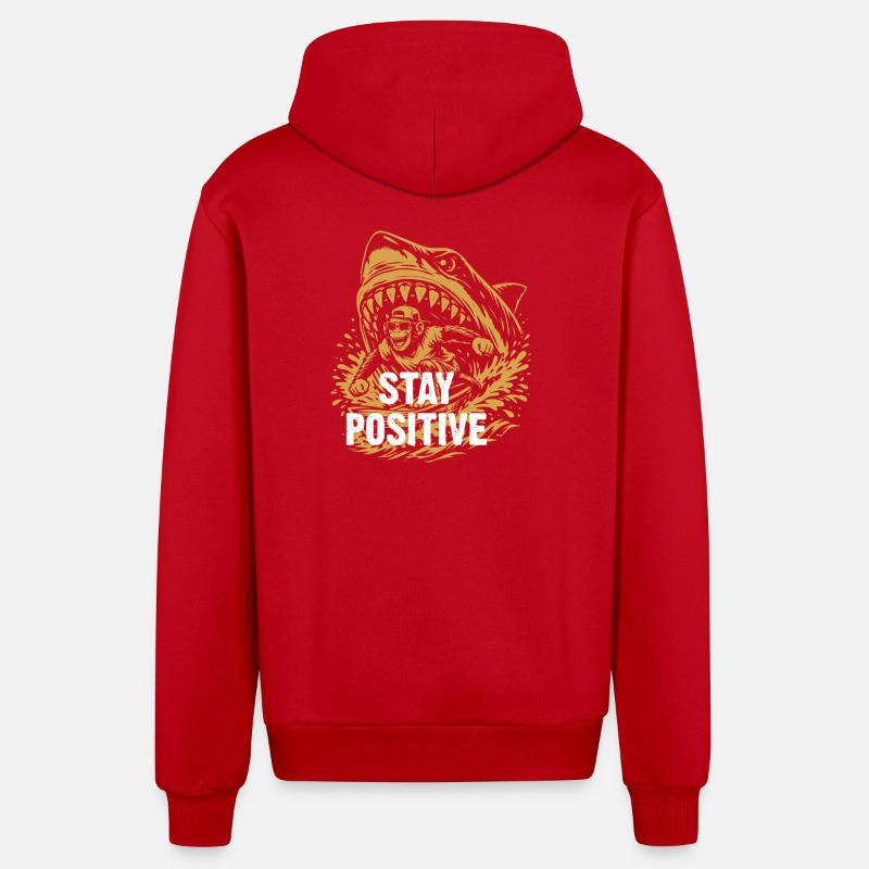 Reste positif, éclaboussure de requin - Veste à capuche bio décontractée fabriquée en UE - rouge