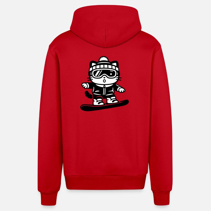 Snowboard Cat - Veste à capuche bio décontractée fabriquée en UE - rouge