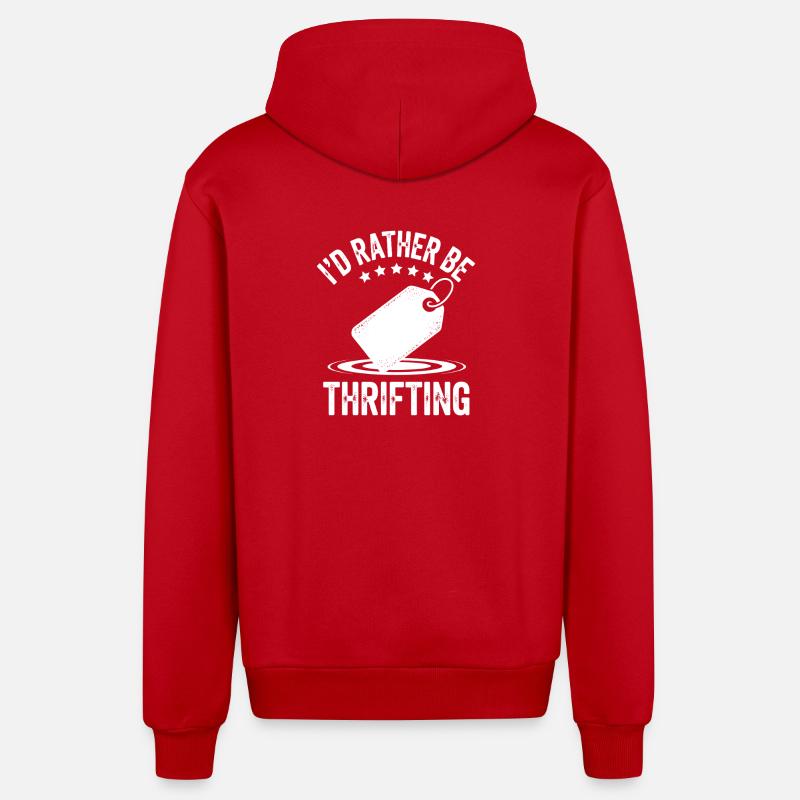 I'd Rather Be Thrifting - Organic Relaxed Hooded Jacket Made in EU - red