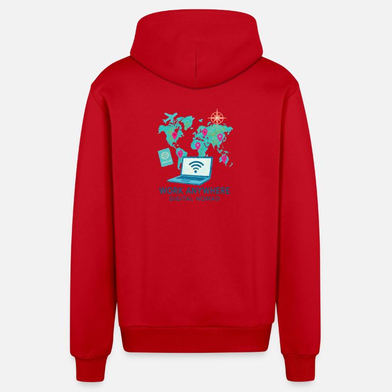Telearbeit – Telearbeit – Voll-Fernarbeit - Organic Relaxed Kapuzenjacke Made in EU - Rot