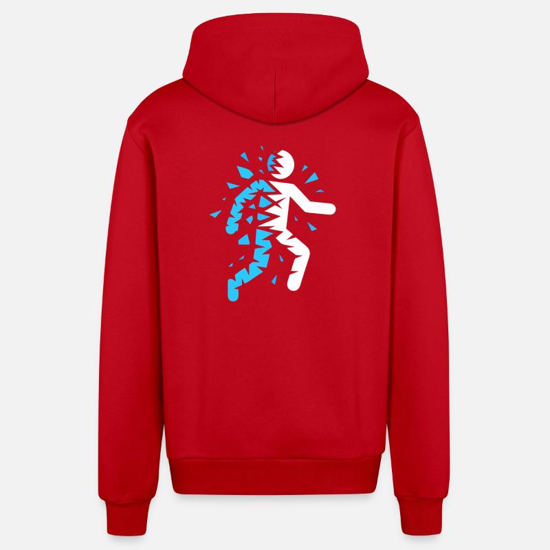 Silhouette éclatée bleue - Veste à capuche bio décontractée fabriquée en UE - rouge
