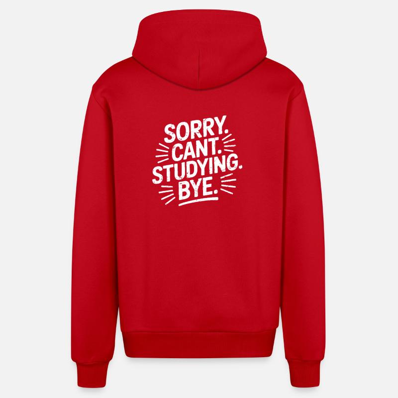 Sorry Can't Studying Bye - Organic Relaxed Hooded Jacket Made in EU - red