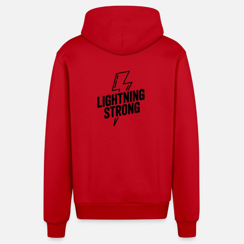 Lightning Strong - Veste à capuche bio décontractée fabriquée en UE - rouge