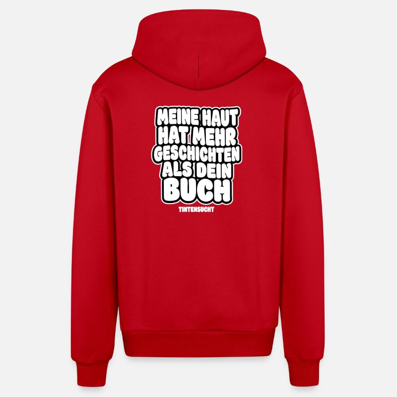 Ma peau a plus d’histoires - Veste à capuche bio décontractée fabriquée en UE - rouge