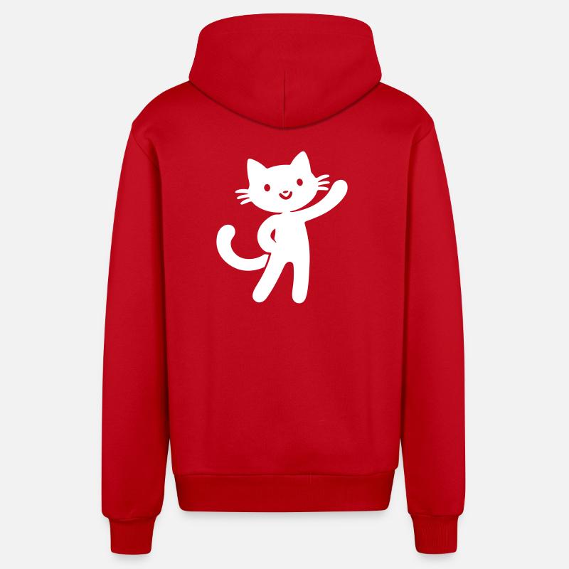 Chat mignon - Veste à capuche bio décontractée fabriquée en UE - rouge
