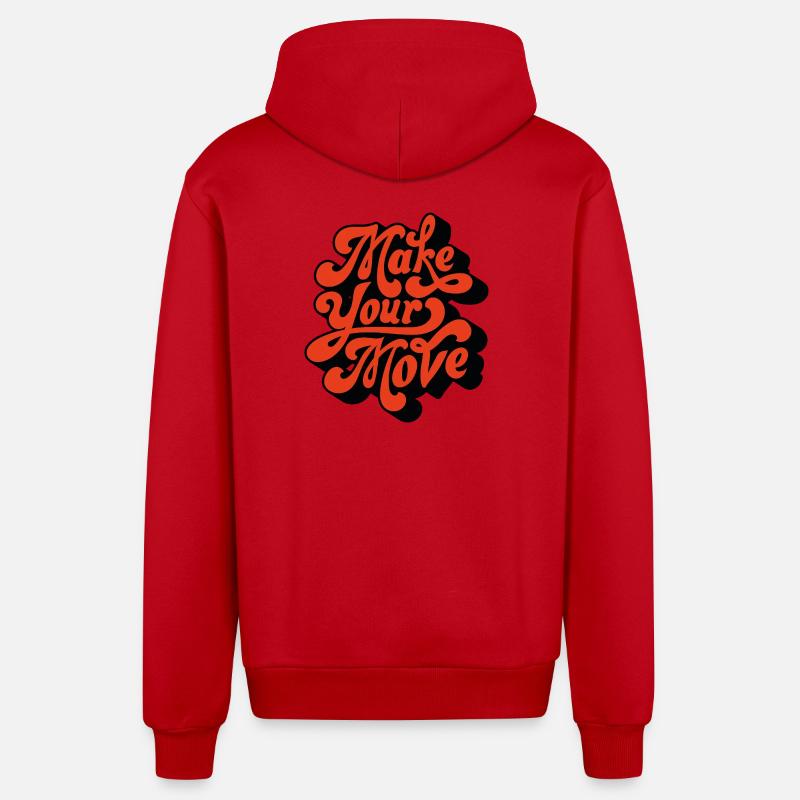 Make Your Move Retro Script - Organic Relaxed Hooded Jacket Made in EU - red
