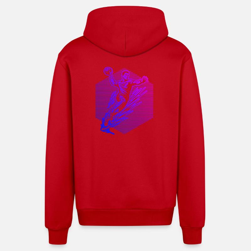 Message clair de handball pour hommes - Veste à capuche bio décontractée fabriquée en UE - rouge