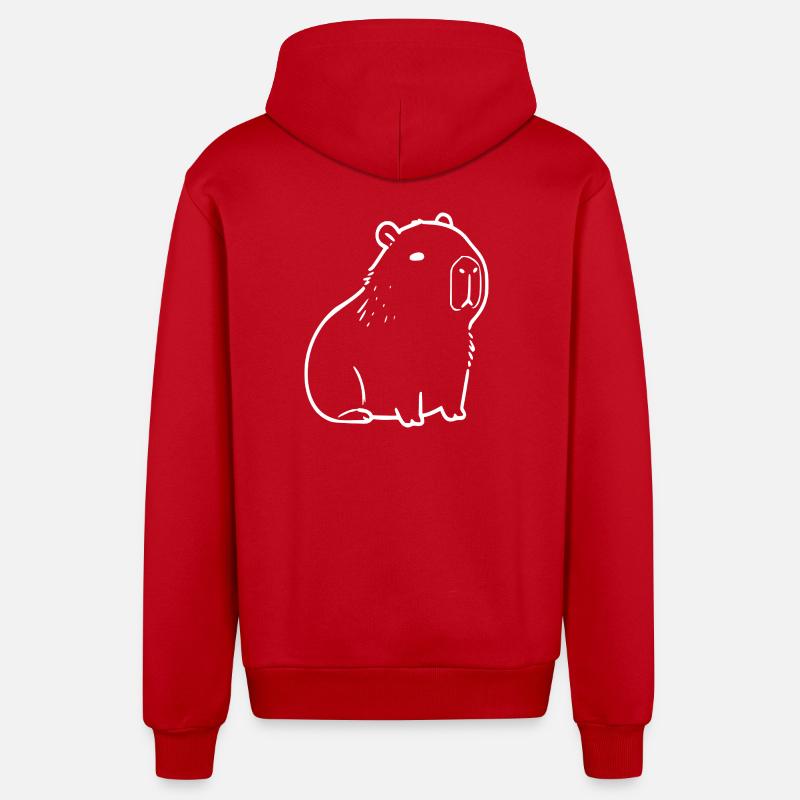 Capybara capybara white - Organic Relaxed Hooded Jacket Made in EU - red