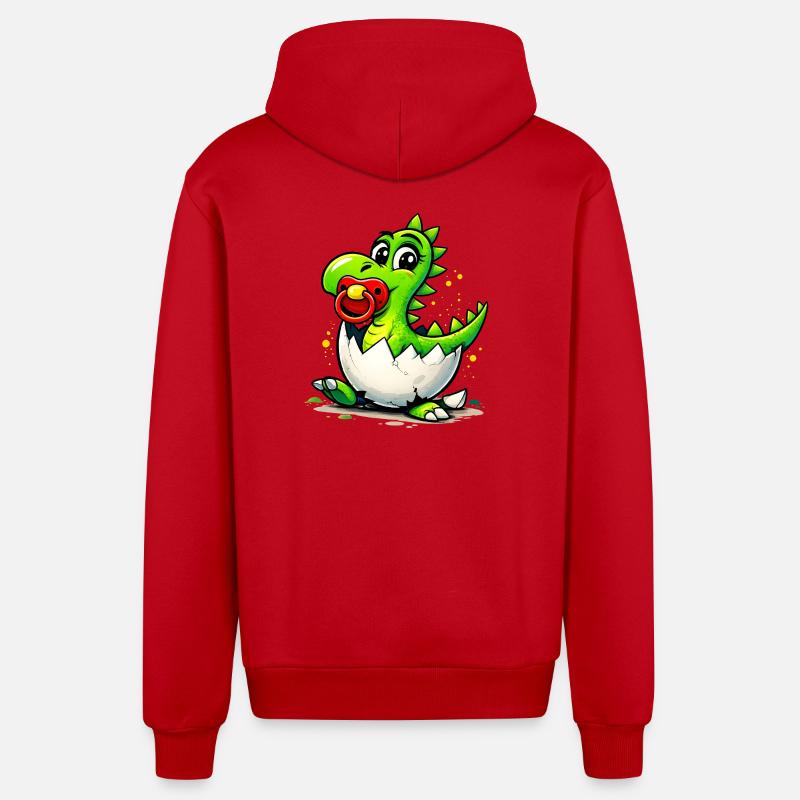Baby Drache mit Schnuller - Organic Relaxed Kapuzenjacke Made in EU - Rot