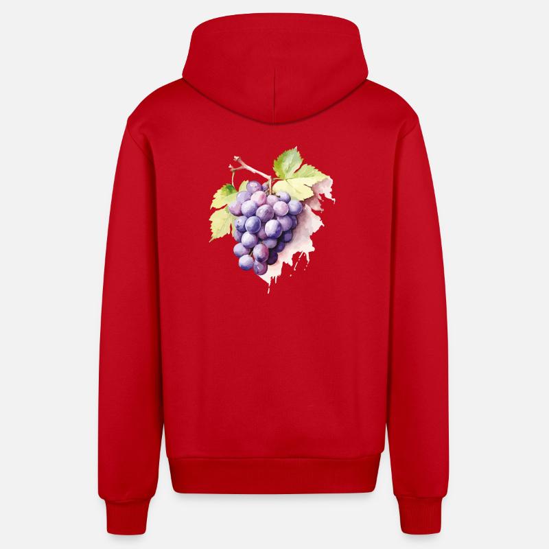 Grappe d’aquarelle de raisins - Veste à capuche bio décontractée fabriquée en UE - rouge
