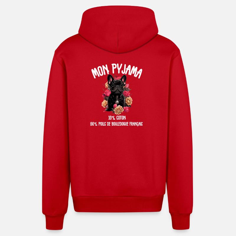 Pyjama Poils Bouledogue Humour - Veste à capuche bio décontractée fabriquée en UE - rouge
