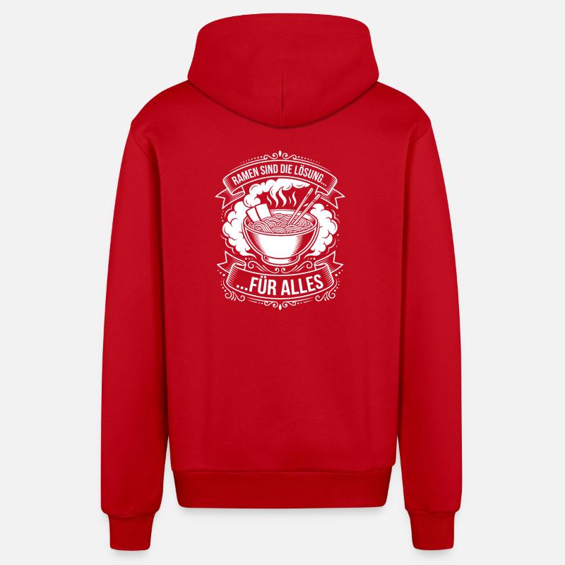 Ramen is the solution - Organic Relaxed Hooded Jacket Made in EU - red